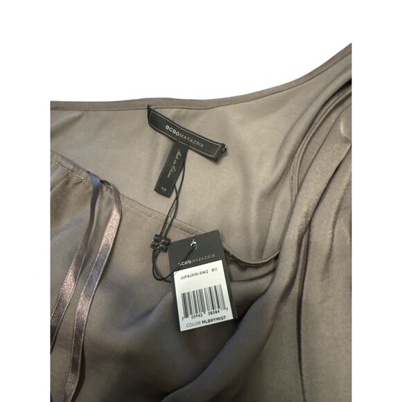 BCBGMaxAzria Taupe Satin One-Shoulder Cocktail Party Dress XS NWT - Picture 6 of 6